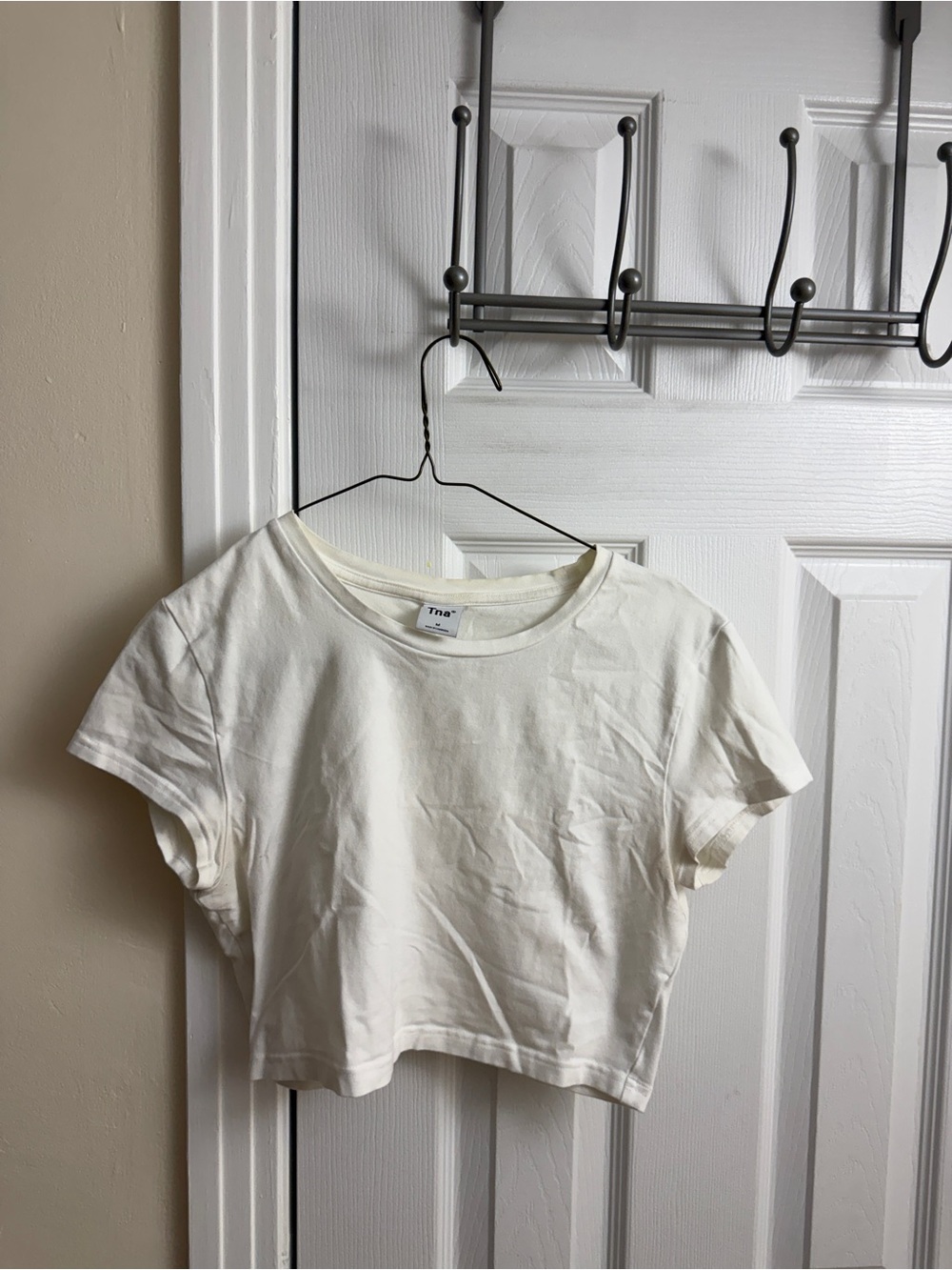 TNA Girls Cream Short Sleeve Crop Tee